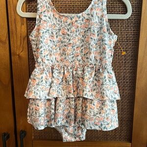 H&M Floral  Peach & Sage Ruffle Swim